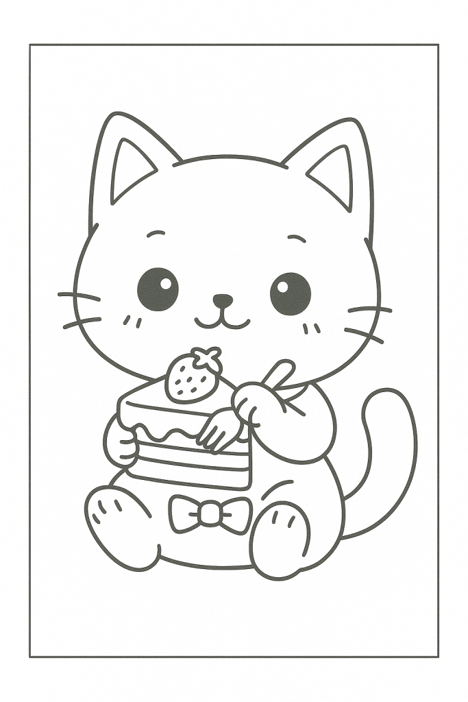 coloriage chat kawaii