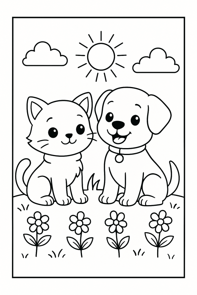 coloriage chien et à chat 