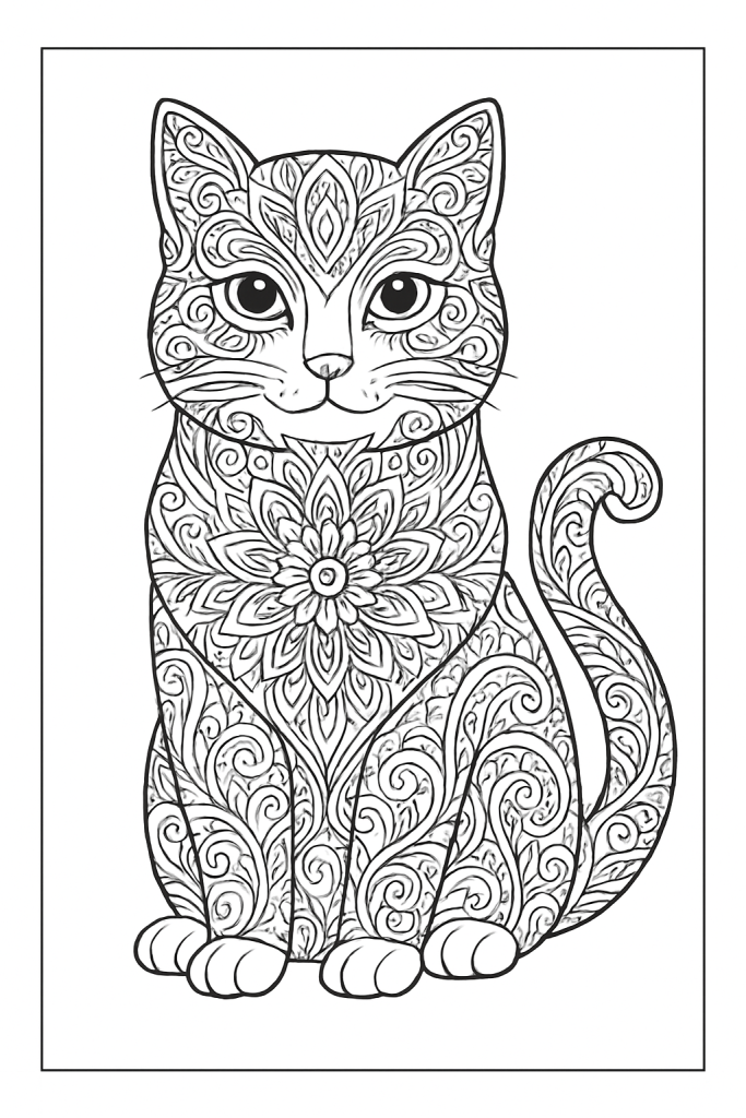 coloriage chat mandala