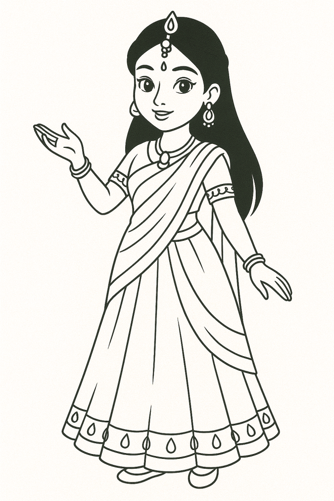 coloriage princesse indienne