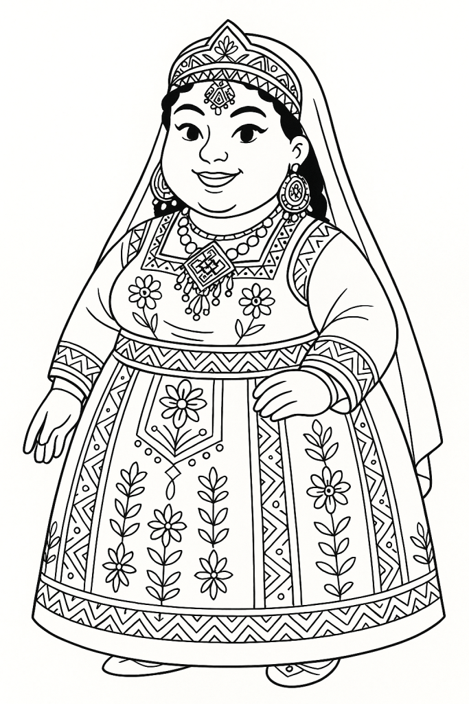coloriage princesse indienne