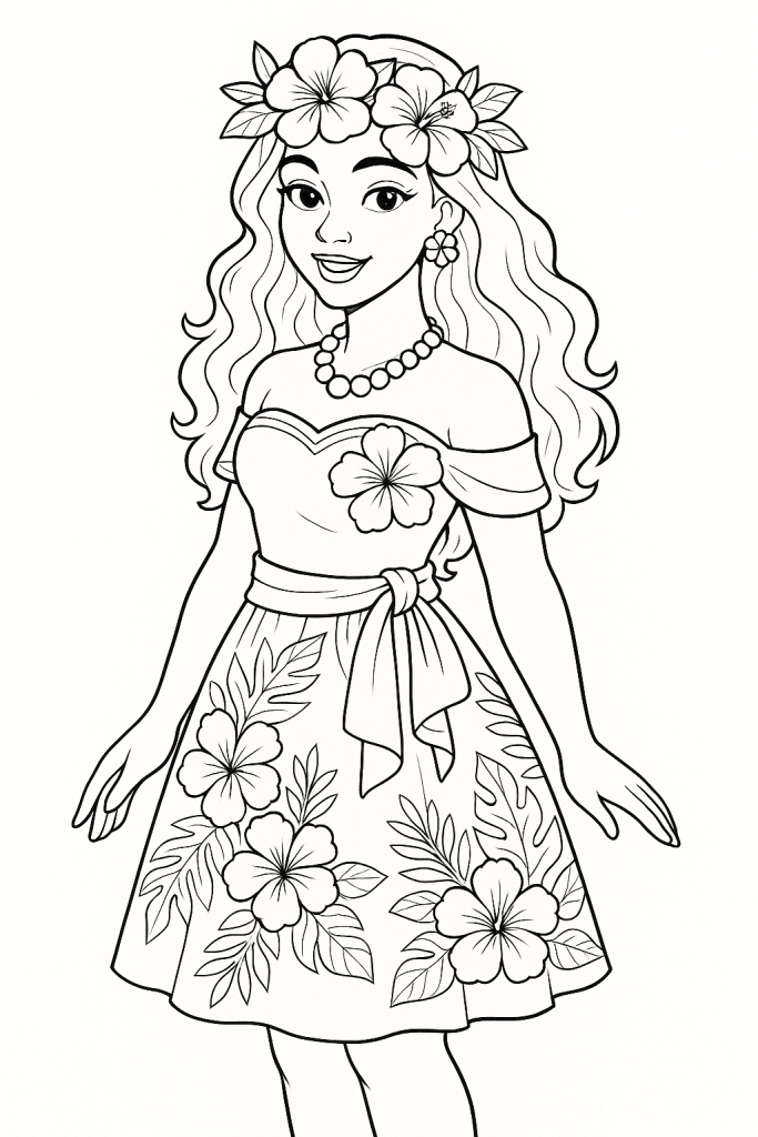 coloriage princesse polynesie