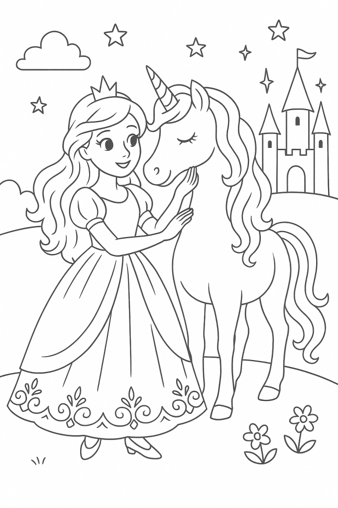 coloriage princesse licorne