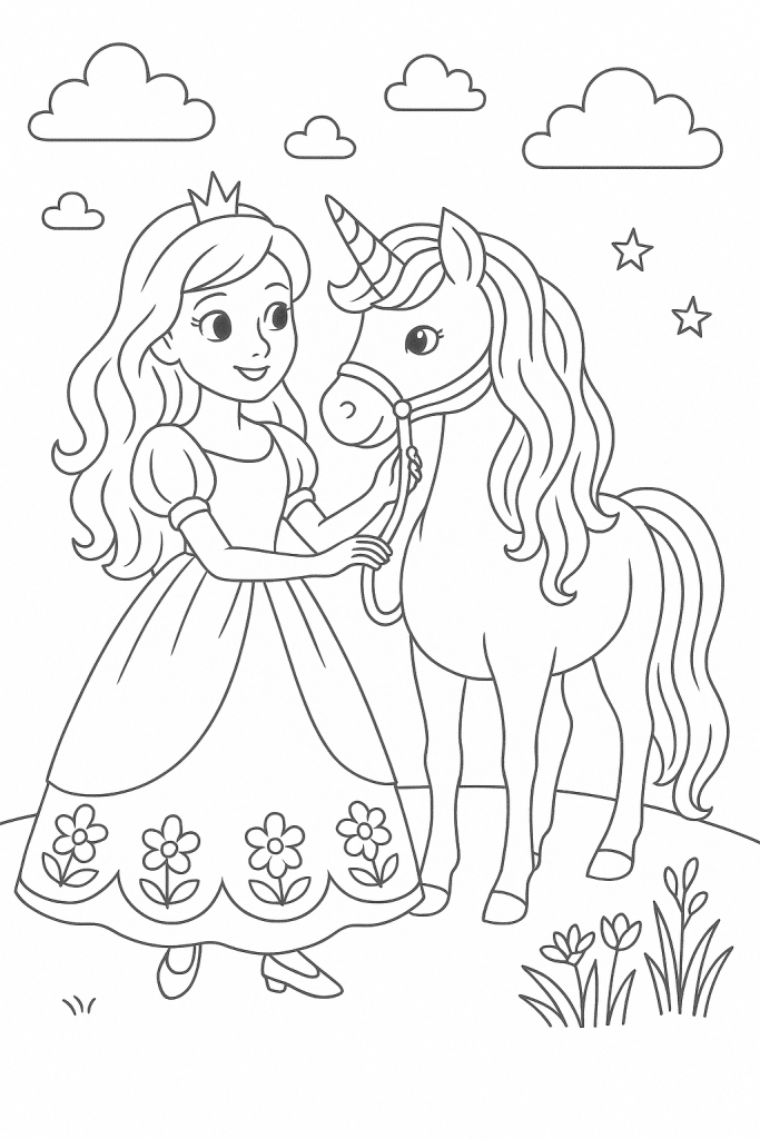 coloriage princesse licorne