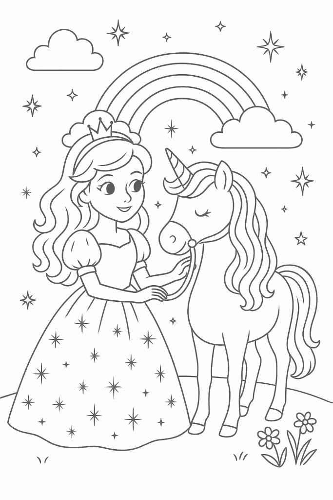coloriage princesse licorne