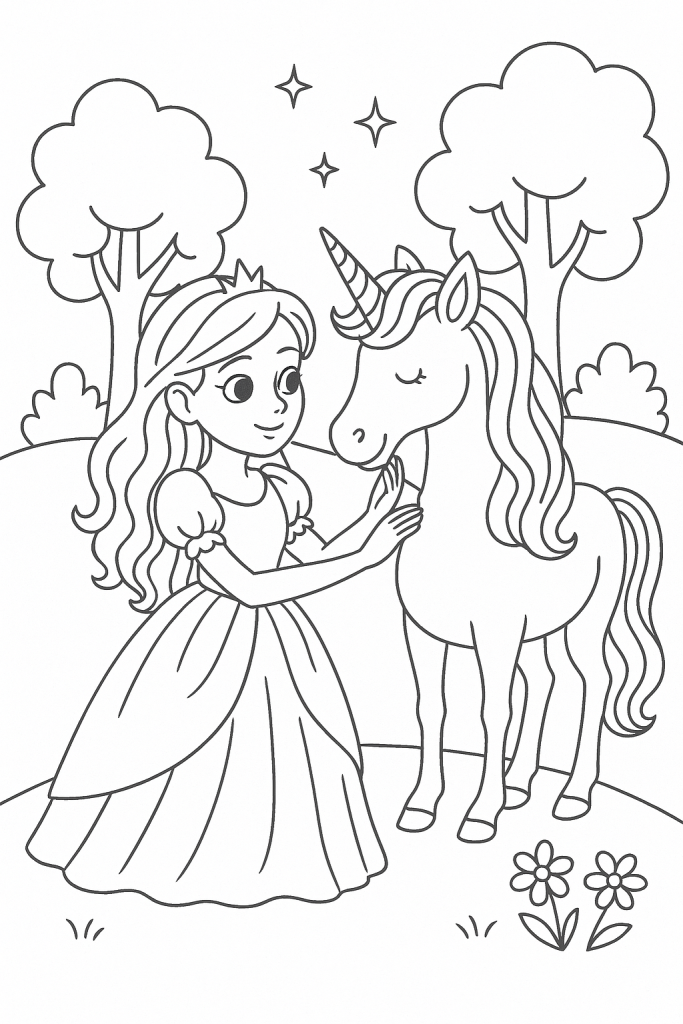 coloriage princesse licorne