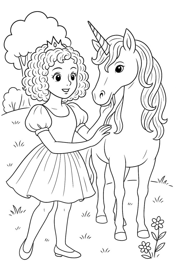 coloriage princesse licorne