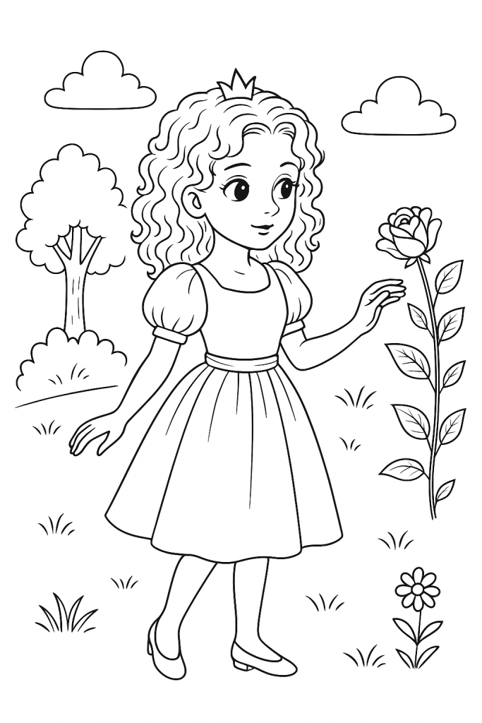 coloriage princesse cheveux bouclés