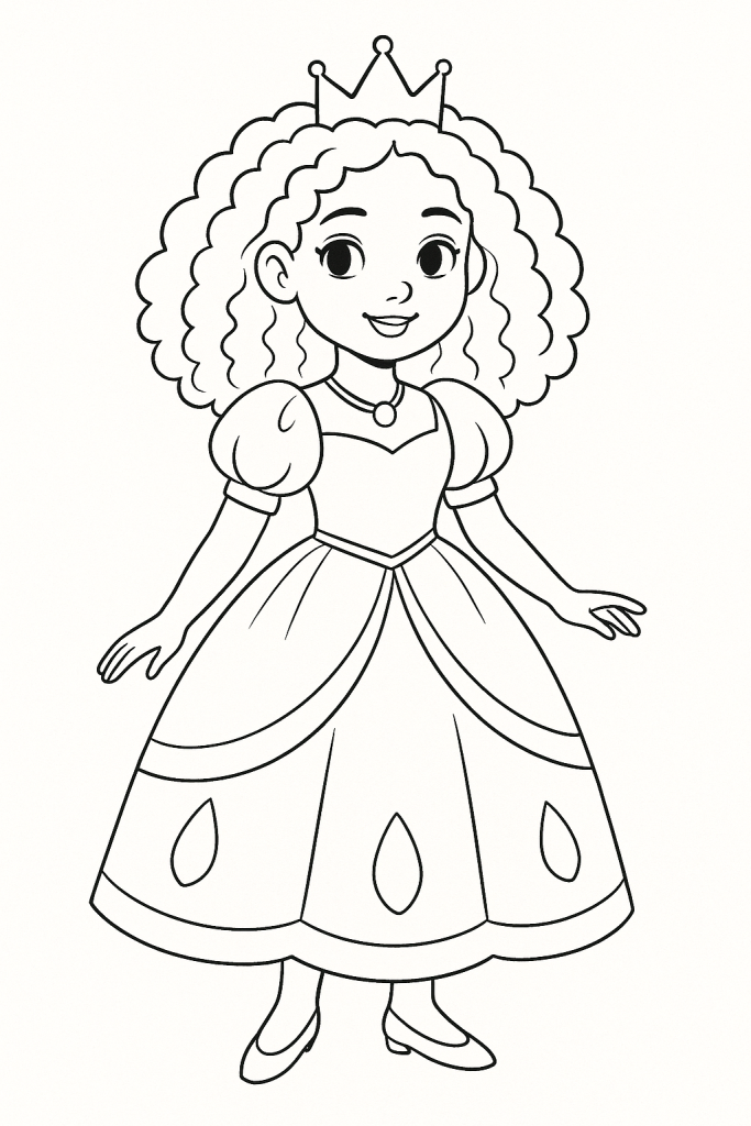 coloriage princesse cheveux bouclés