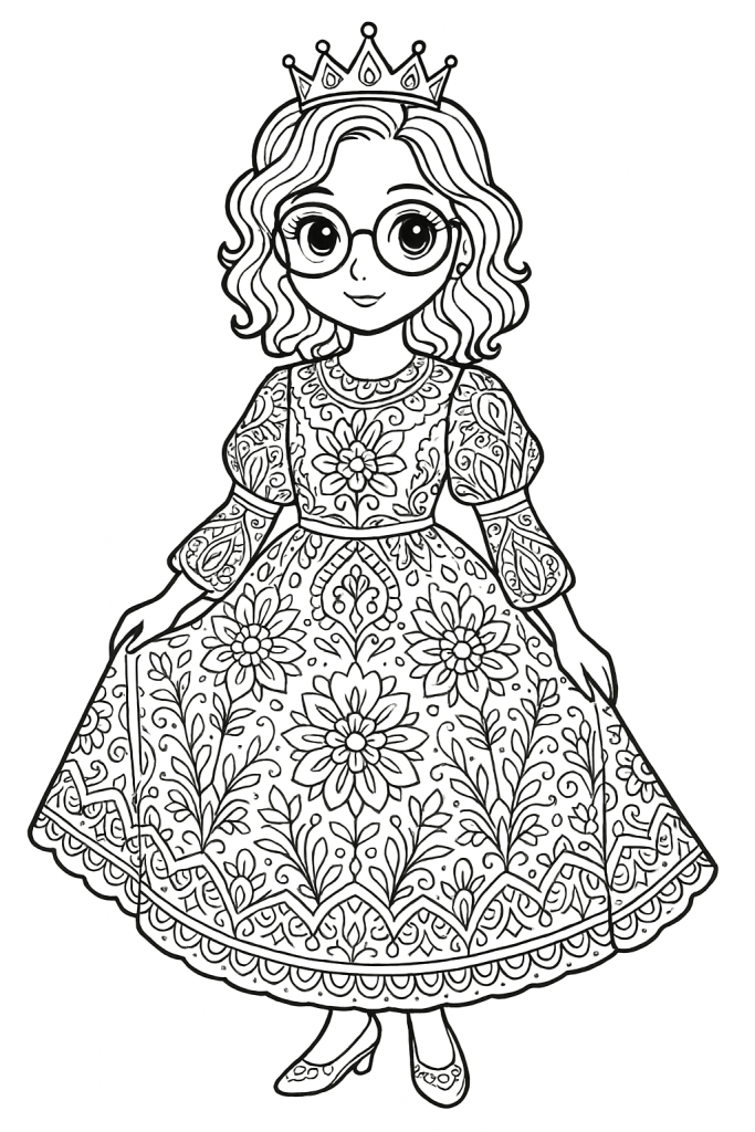 coloriage princesse lunettes