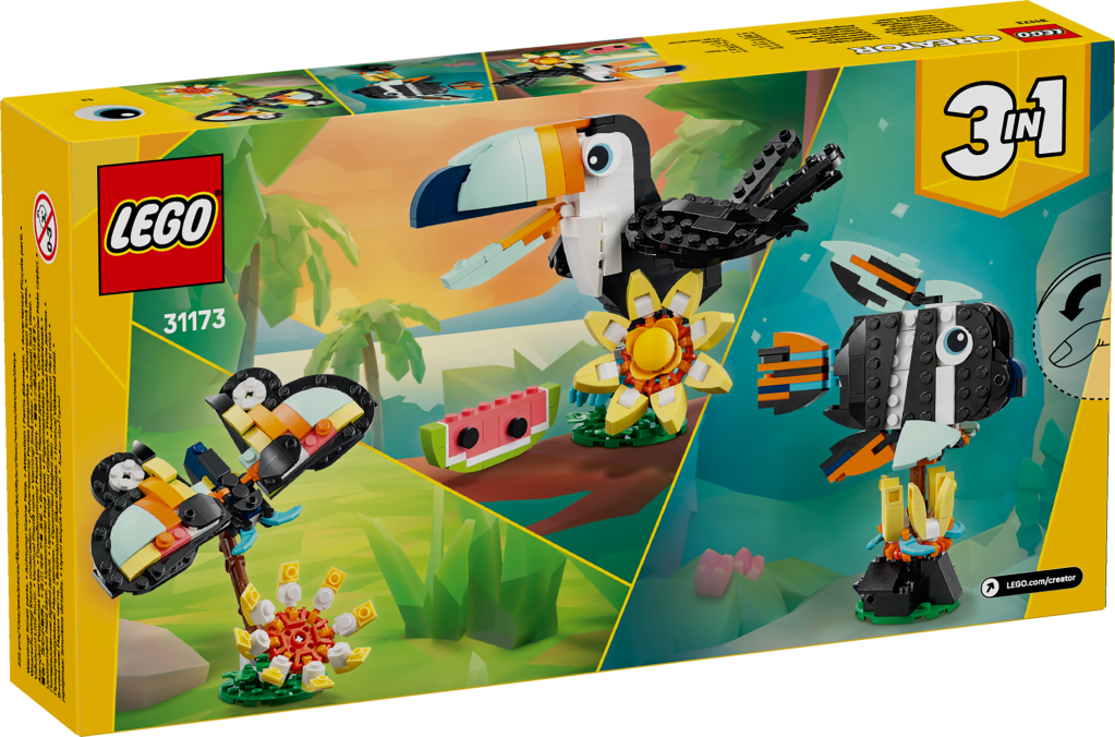 boîte LEGO Creator 3-en-1 31173 : Animaux Sauvages – Le Toucan Tropical