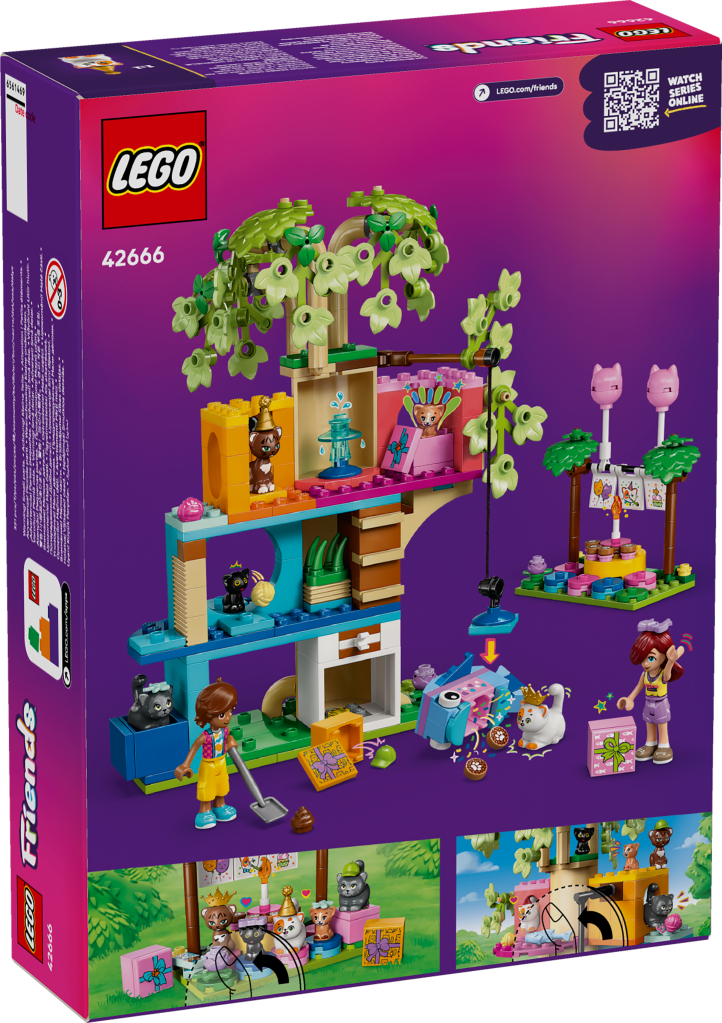 boîte LEGO Friends 42666 : La fête d’anniversaire et l’arbre à chats