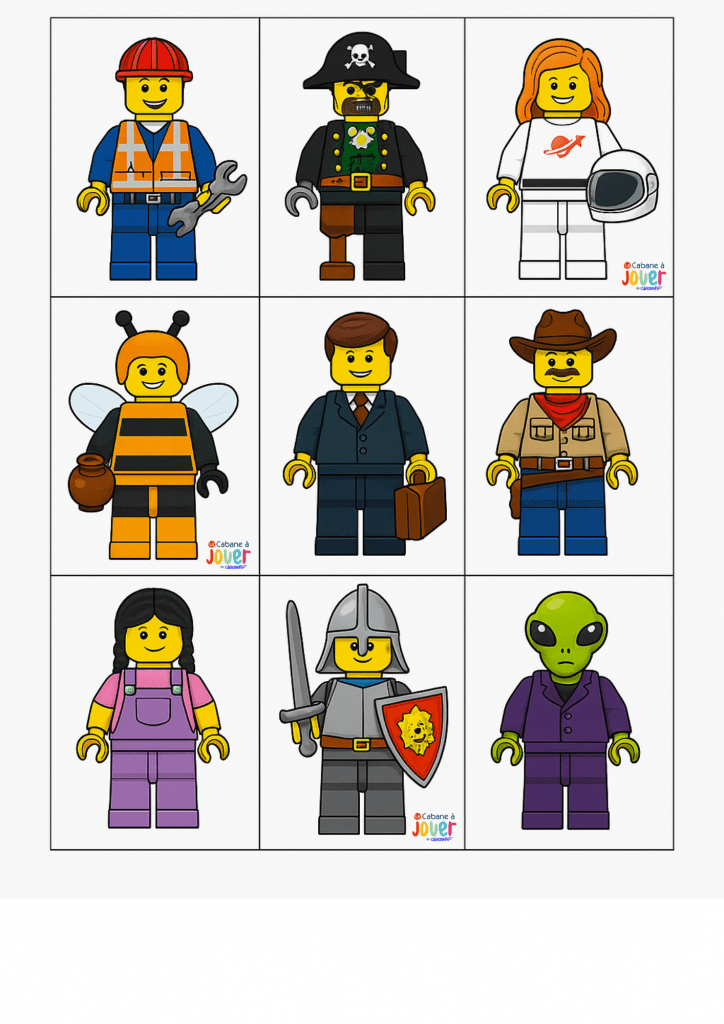 jeu memory LEGO à imprimer