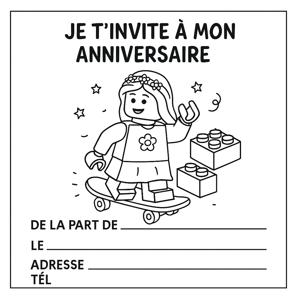 invitation anniversaire LEGO à imprimer 
