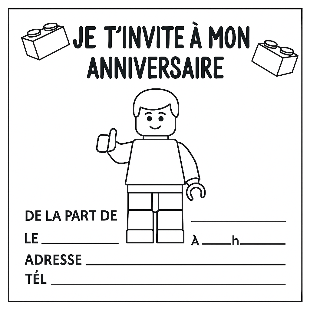 invitation anniversaire LEGO à imprimer 