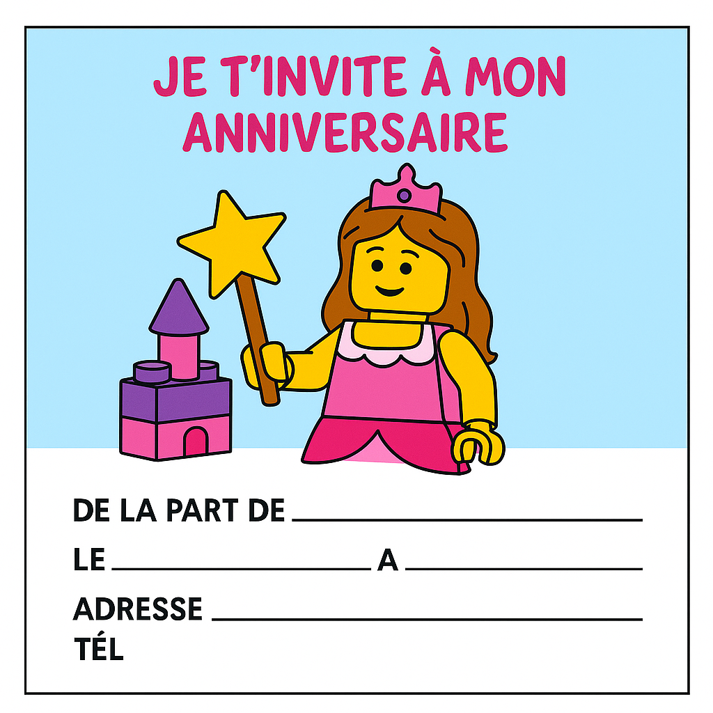 invitation anniversaire LEGO à imprimer 