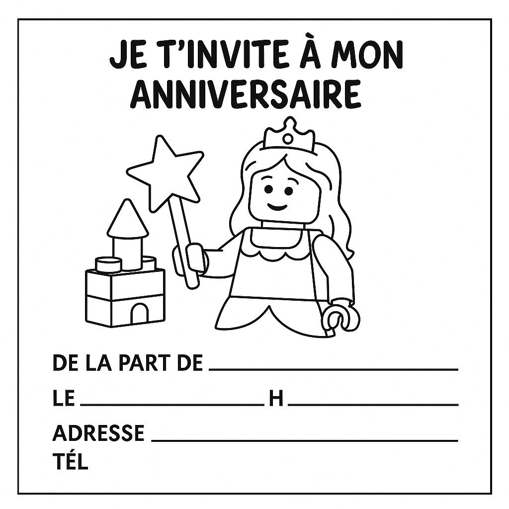 invitation anniversaire LEGO à imprimer 