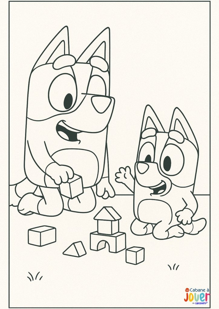 coloriage Bluey et Bingo