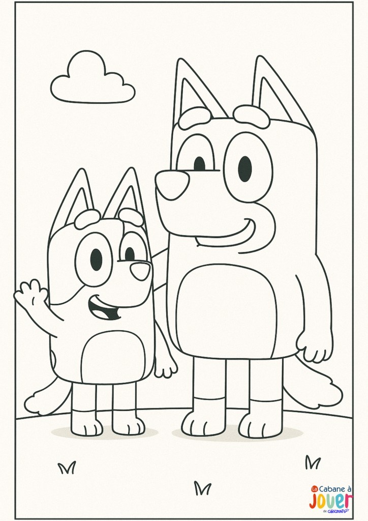 coloriage Bluey et Bingo