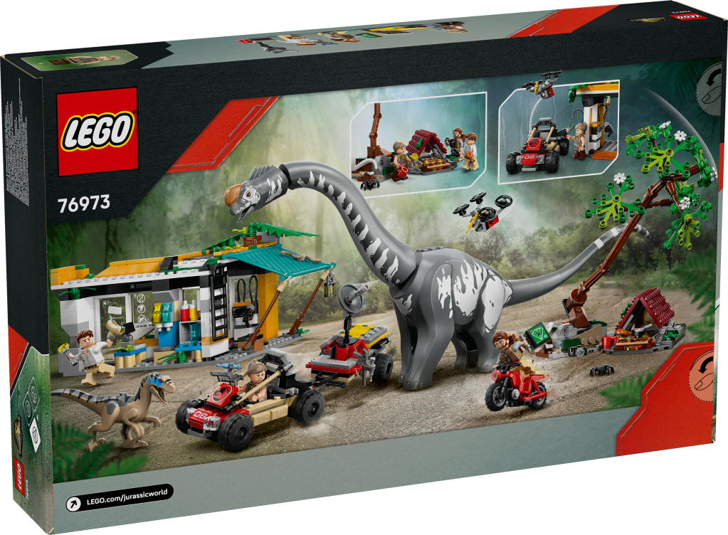 boîte LEGO Jurassic World 76973 : La poursuite du vélociraptor et du titanosaure