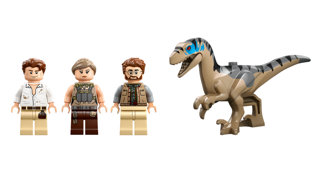 personnages LEGO Jurassic World 76973 : La poursuite du vélociraptor et du titanosaure