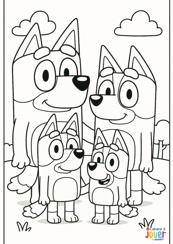 coloriage Bluey et sa famille