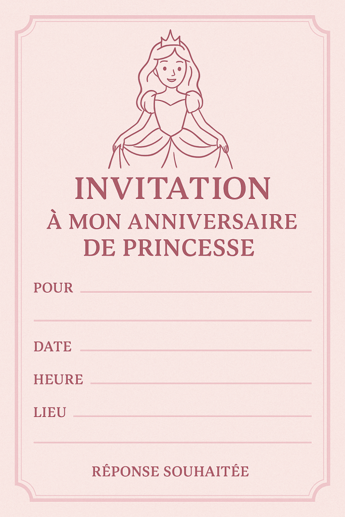 invitation anniversaire princesse