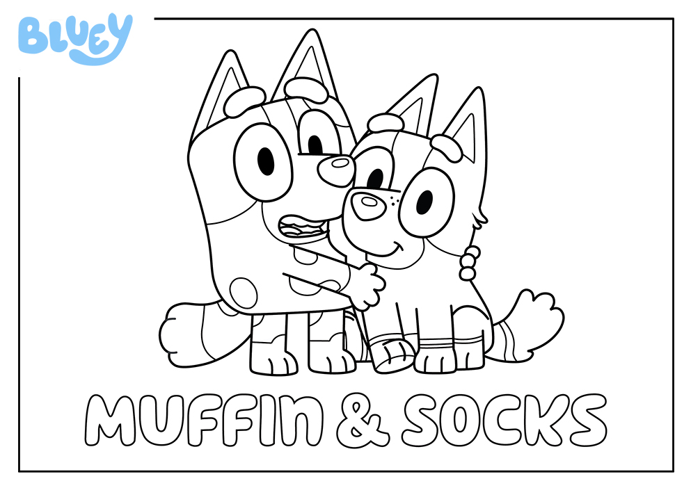 Coloriage de Muffin et Socks côte à côte, à imprimer