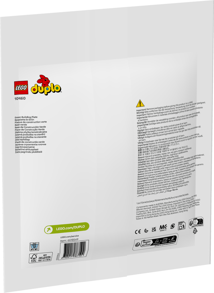 boîte LEGO DUPLO Classic 10460 La plaque de construction verte