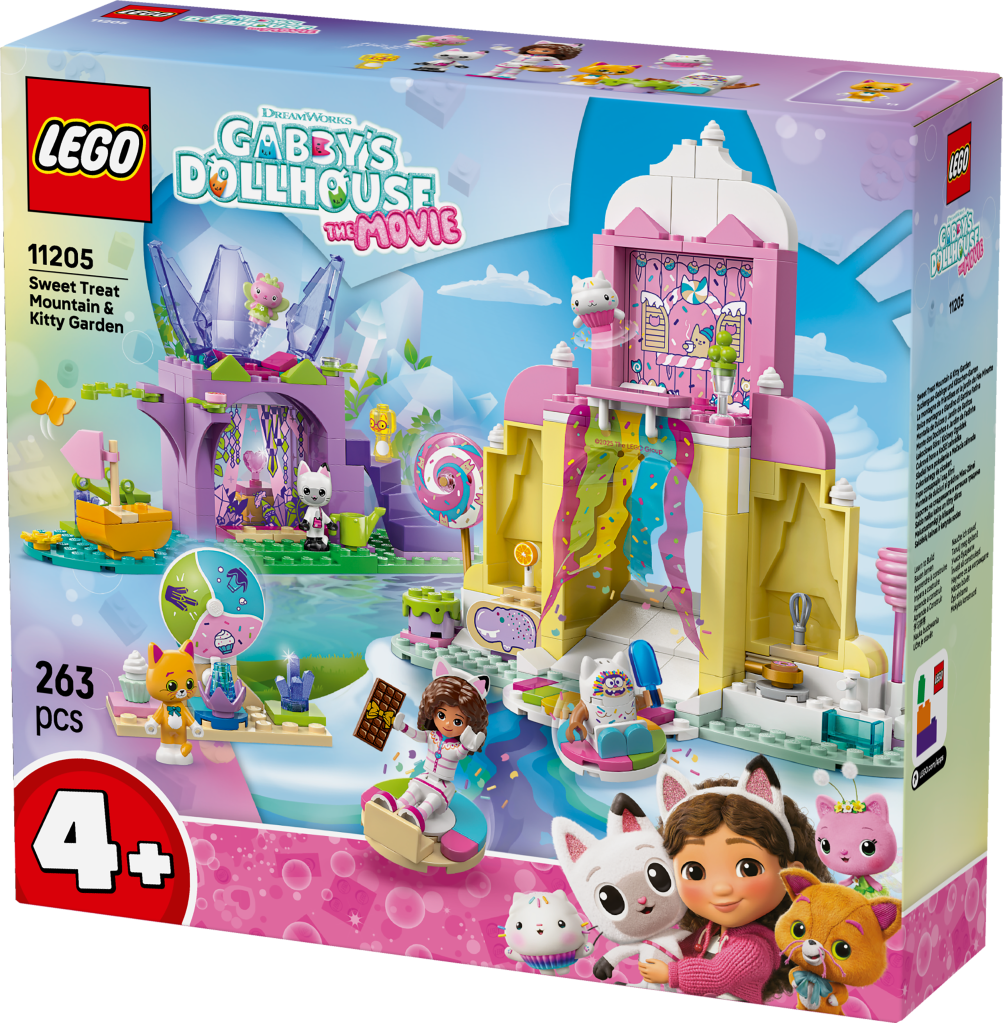 boîte LEGO Gabby et la Maison Magique 11205 : La Montagne de Friandises et le Jardin de Fée Minette