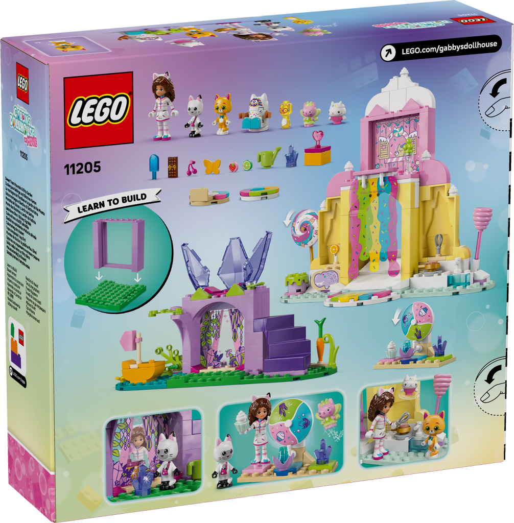 boîte LEGO Gabby et la Maison Magique 11205 : La Montagne de Friandises et le Jardin de Fée Minette