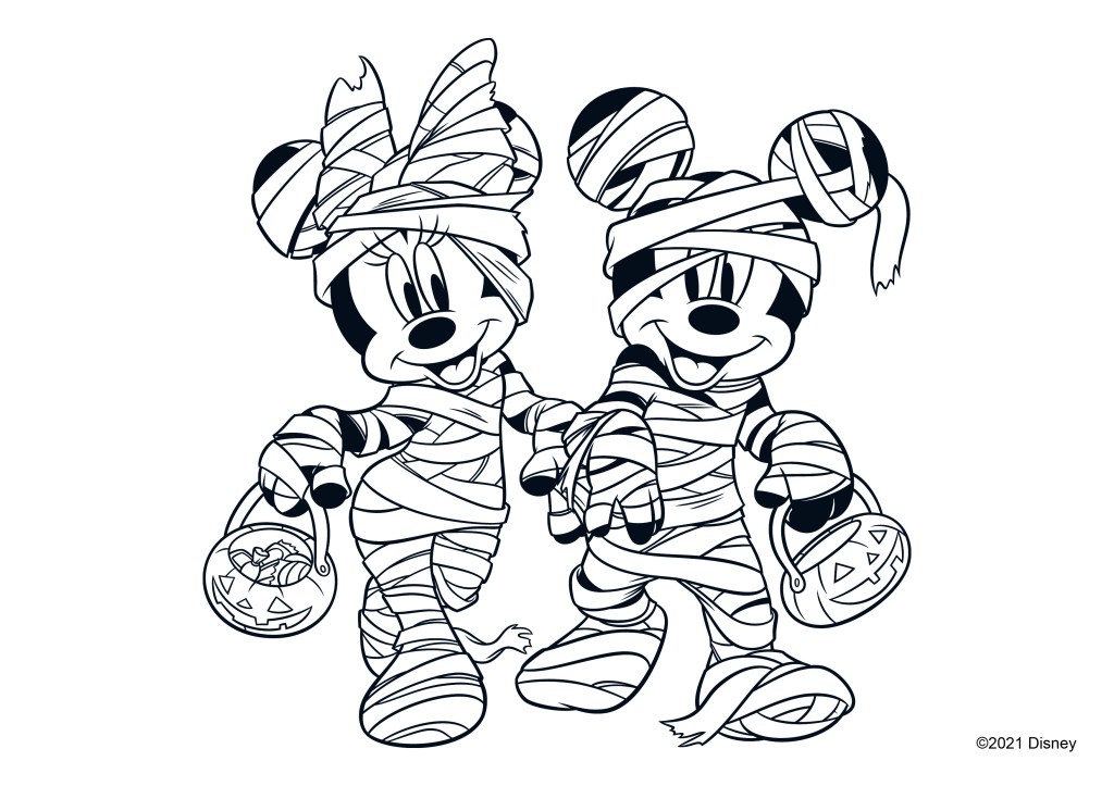 coloriage mickey minnie disney zombie halloween