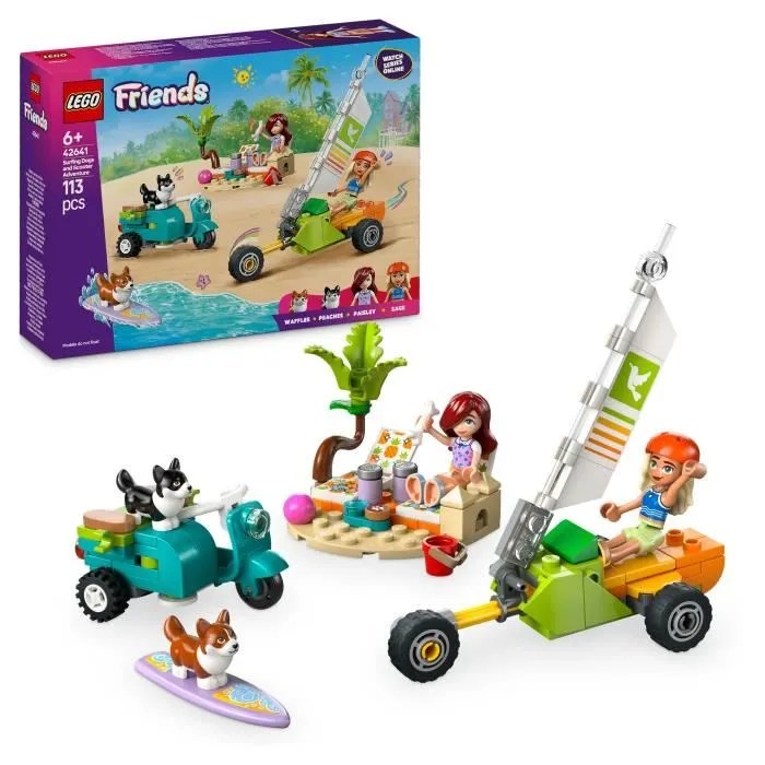 LEGO Friends 42641 Chiens surfeurs et aventures en scooter