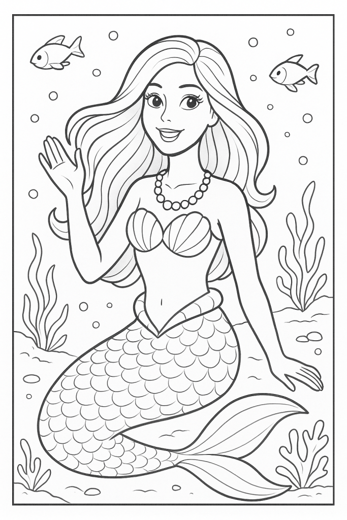 coloriage barbie sirene