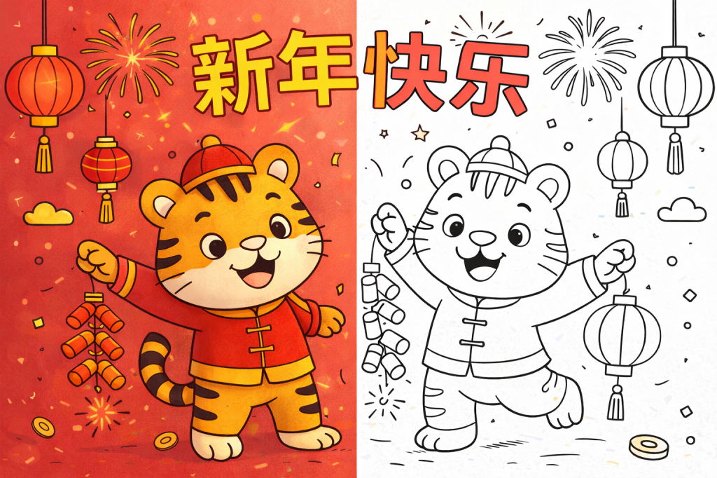 coloriage nouvel an chinois