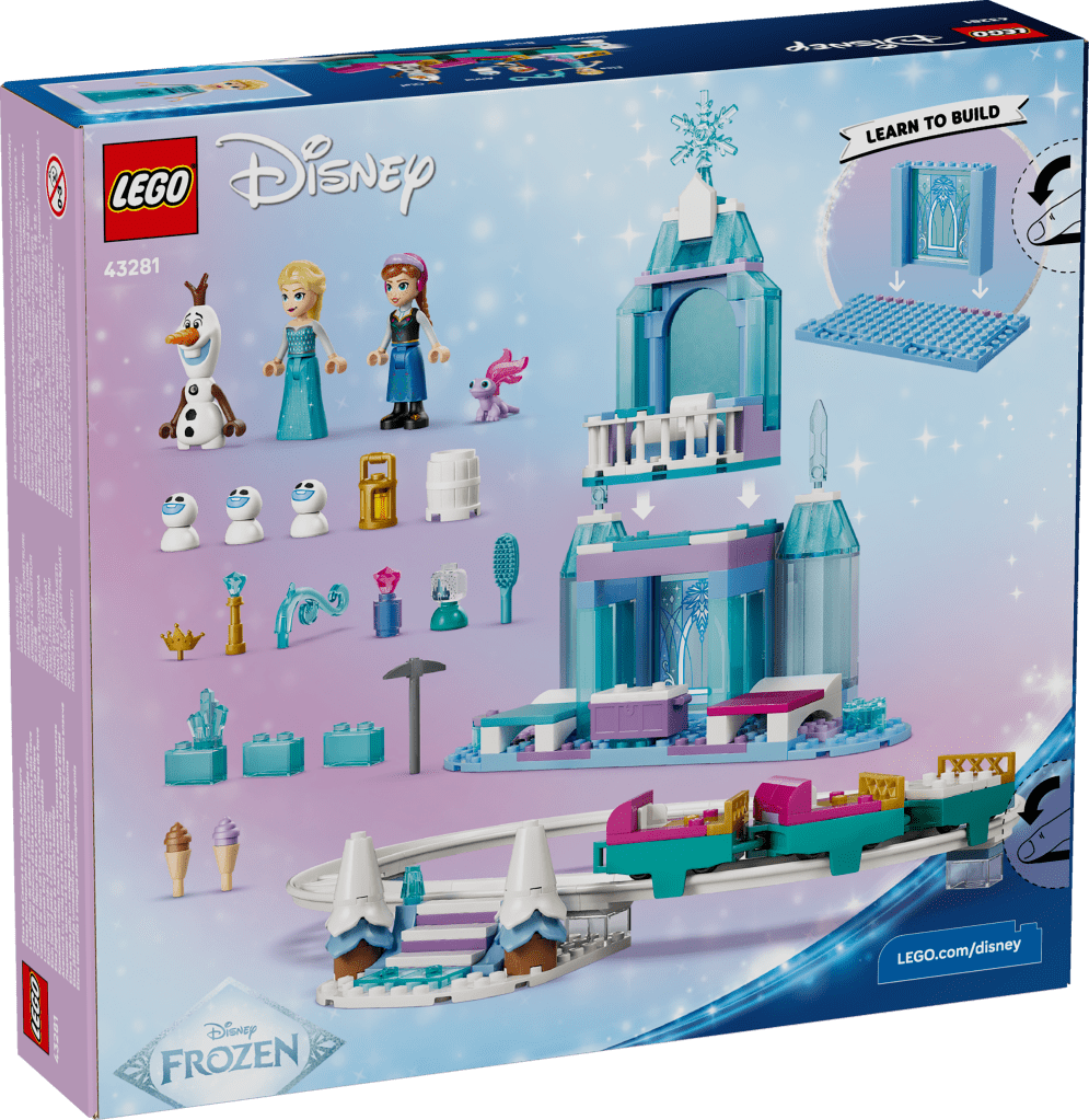 boîte LEGO Disney La Reine des Neiges 43281 Le Château de Glace et la Piste Enneigée d’Elsa
