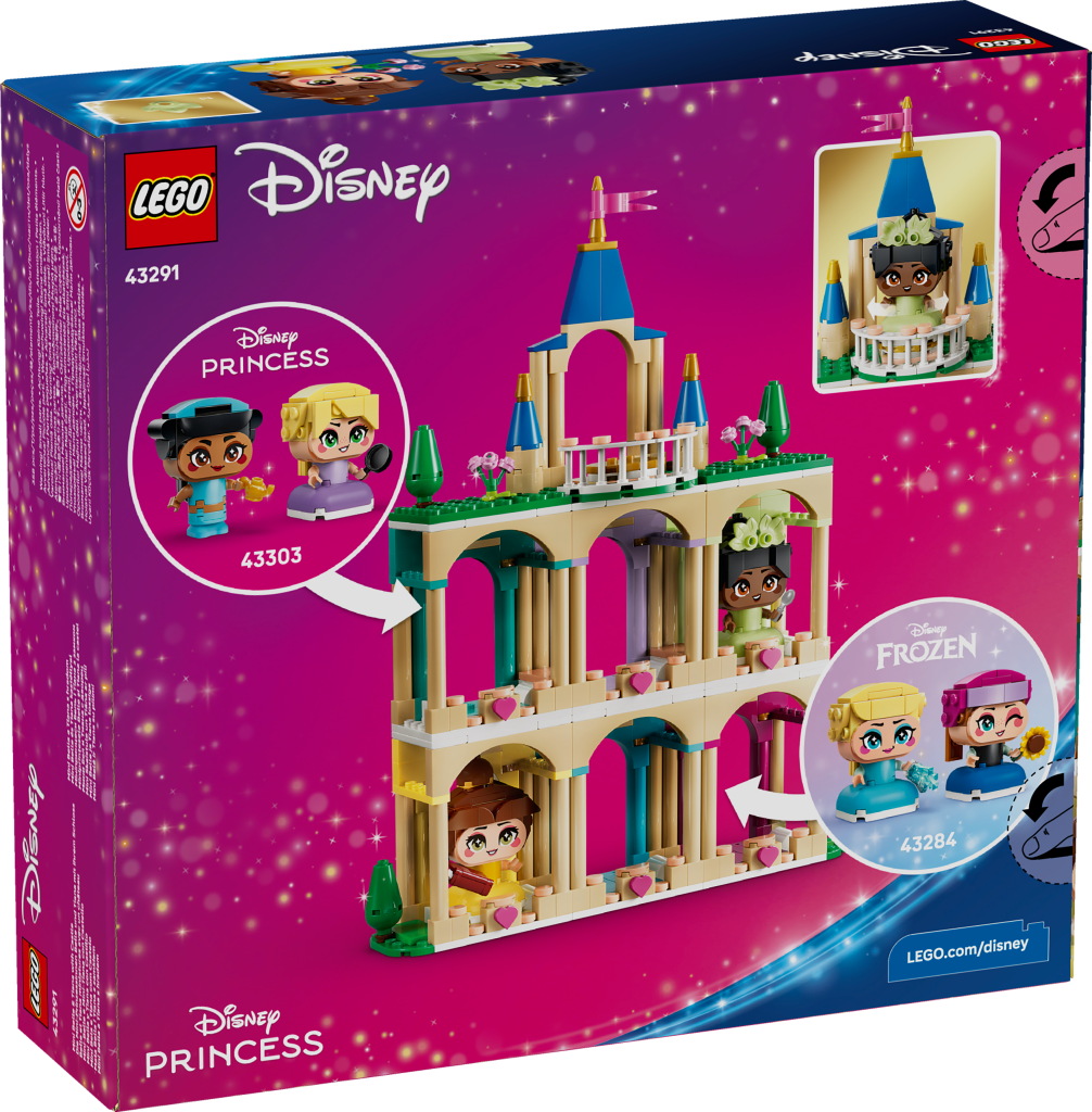 boîte LEGO Disney Princess 43291 Belle et Tiana Miniatures avec un Château