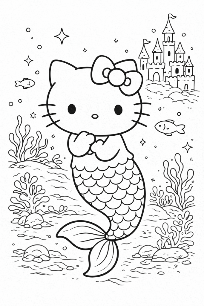 coloriage sirene hello kitty