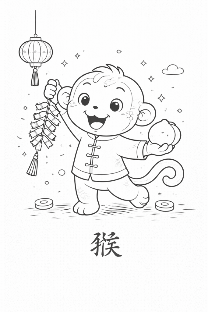 coloriage nouvel an chinois