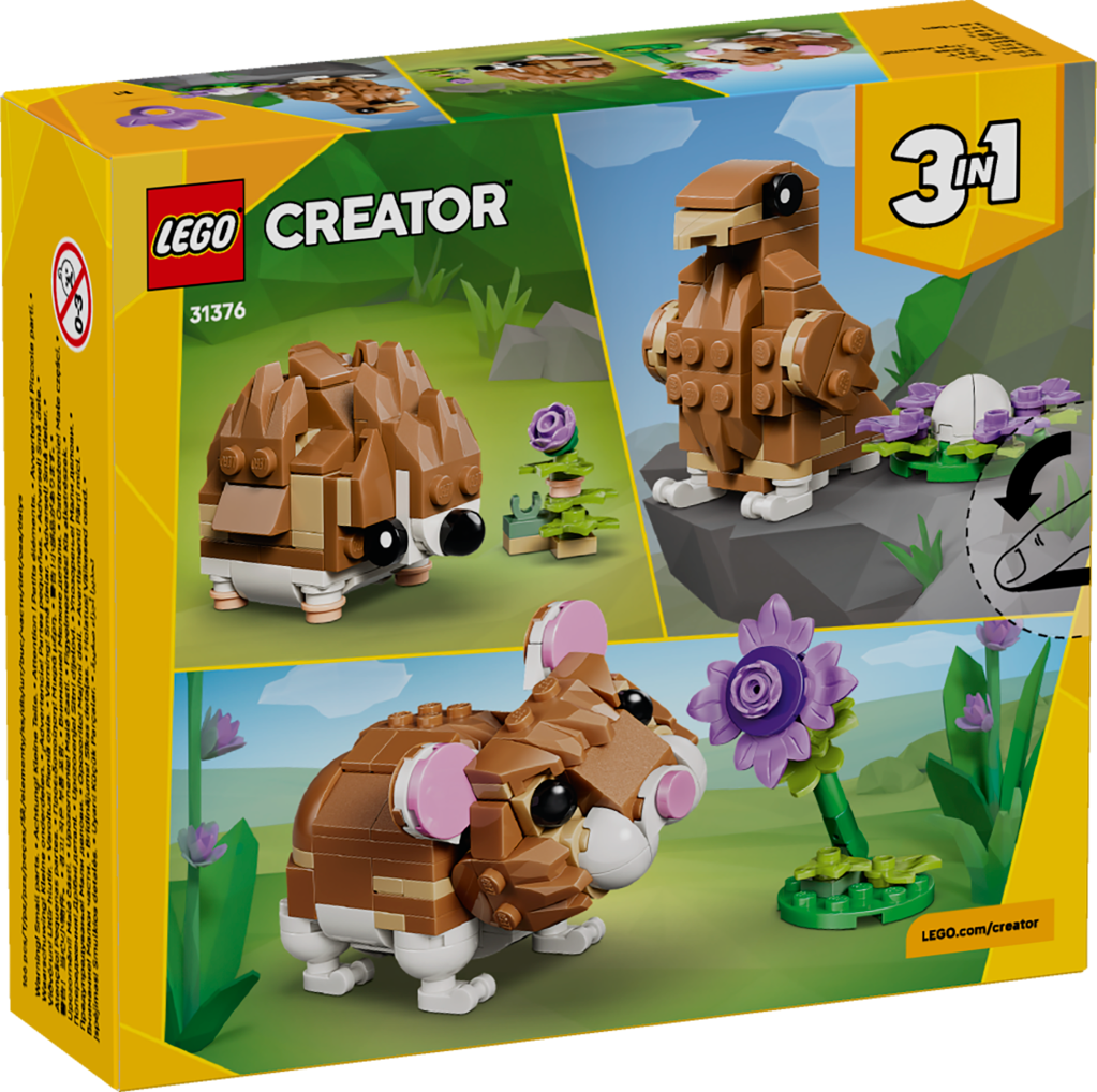 boîte LEGO Creator 3-en-1 31376 L’Adorable Hamster et la Fleur