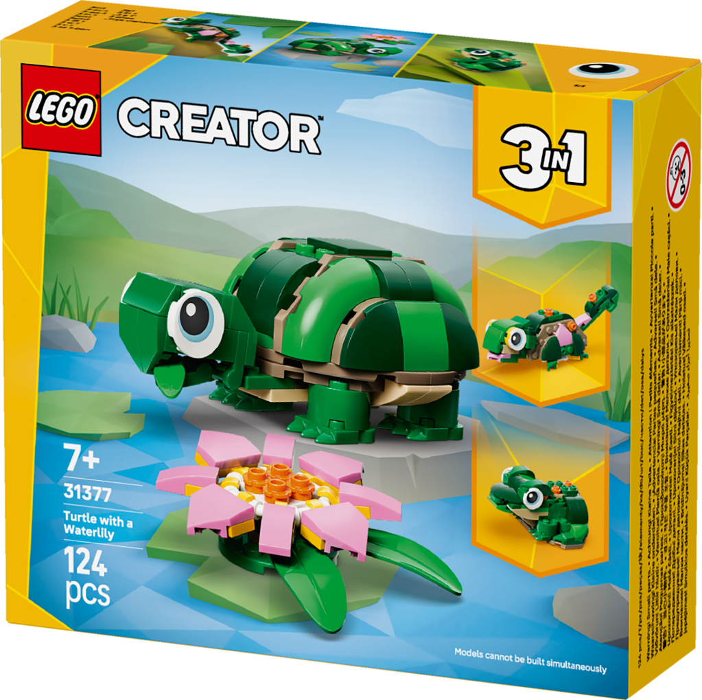 boîte LEGO Creator 3-en-1 31377 La Tortue et la Fleur de Nénuphar