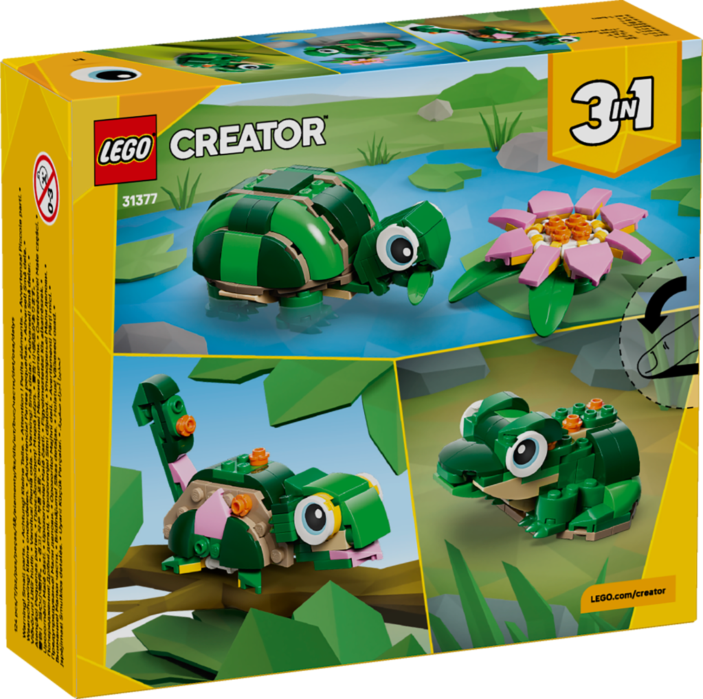 boîte LEGO Creator 3-en-1 31377 La Tortue et la Fleur de Nénuphar
