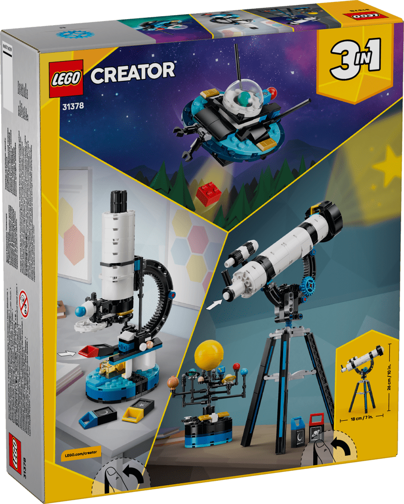 boîte LEGO Creator 3-en-1 31378 Le Télescope d’Exploration Spatiale