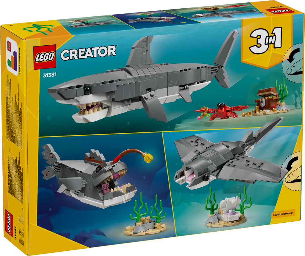 boîte LEGO Creator 3-en-1 31381 Le Redoutable Requin et le Coffre au Trésor