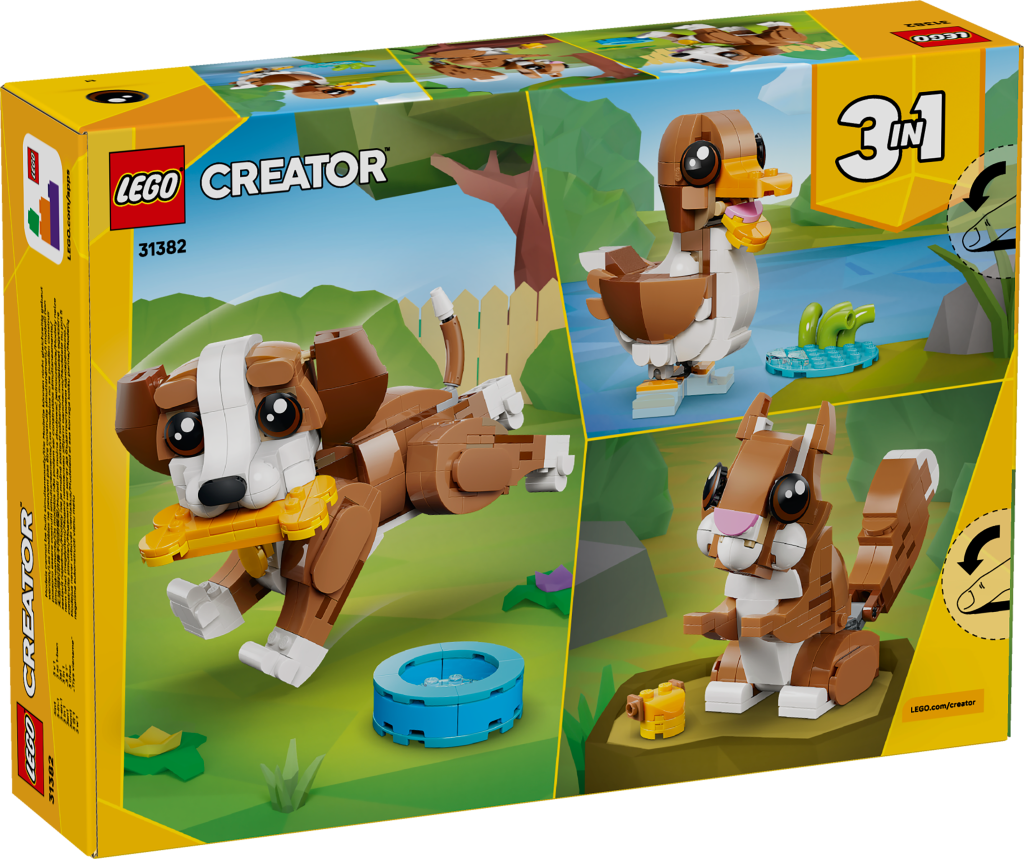 boîte LEGO Creator 3-en-1 31382 Les Adorables Animaux : le Chiot Joueur