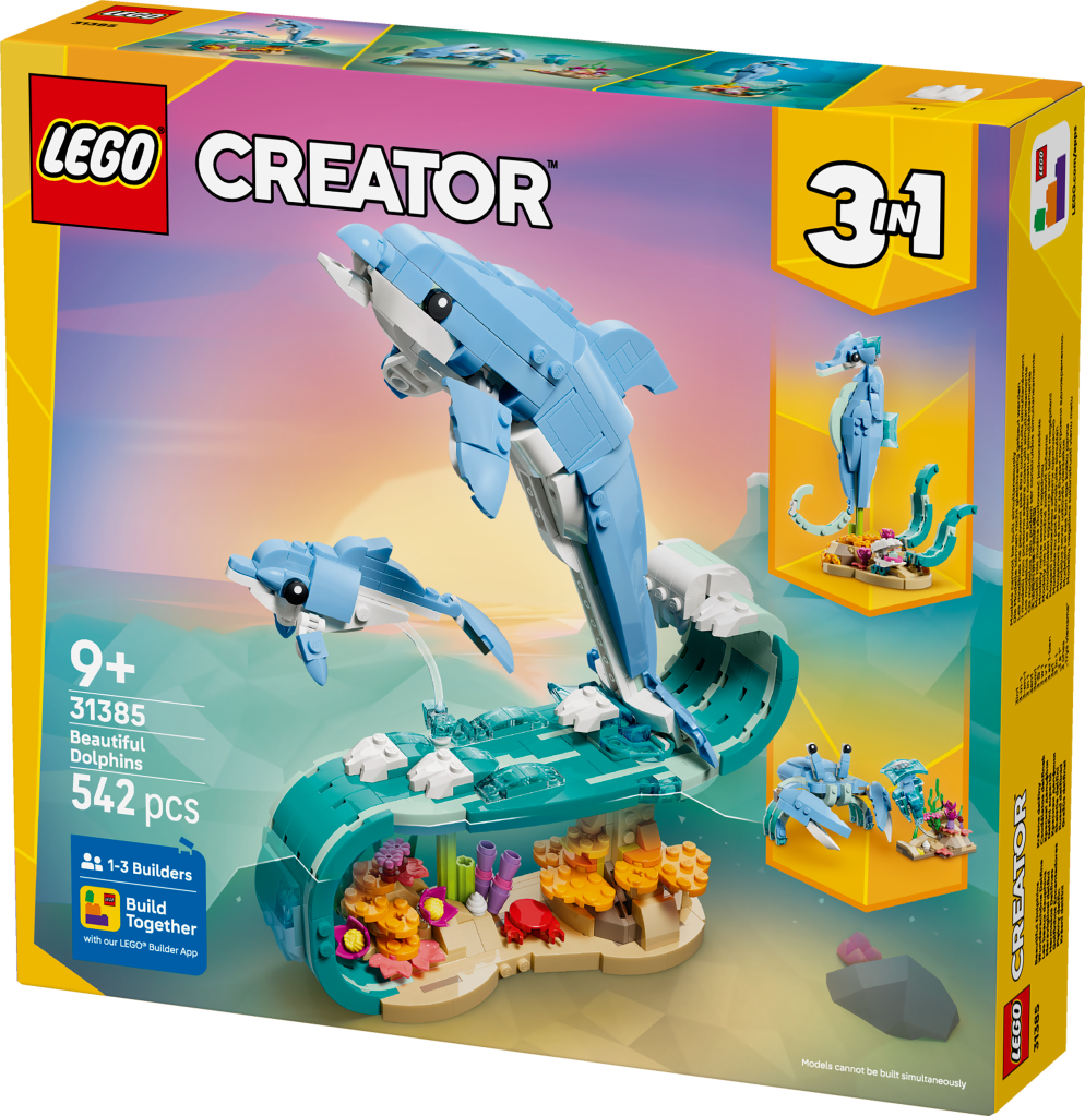 boîte LEGO Creator 3-en-1 31385 Animaux Marins : les Beaux Dauphins