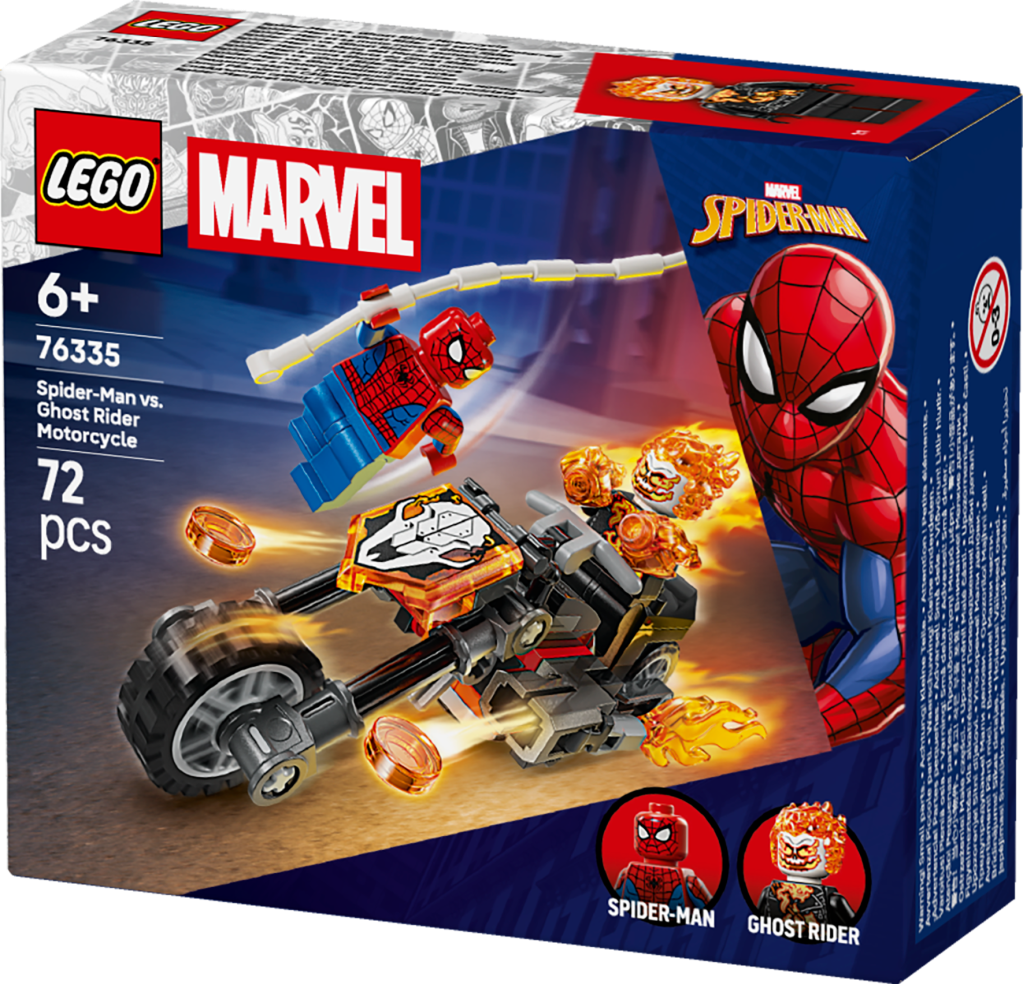 boîte LEGO ǀ Marvel 76335 Spider-Man et sa Moto contre Ghost Rider