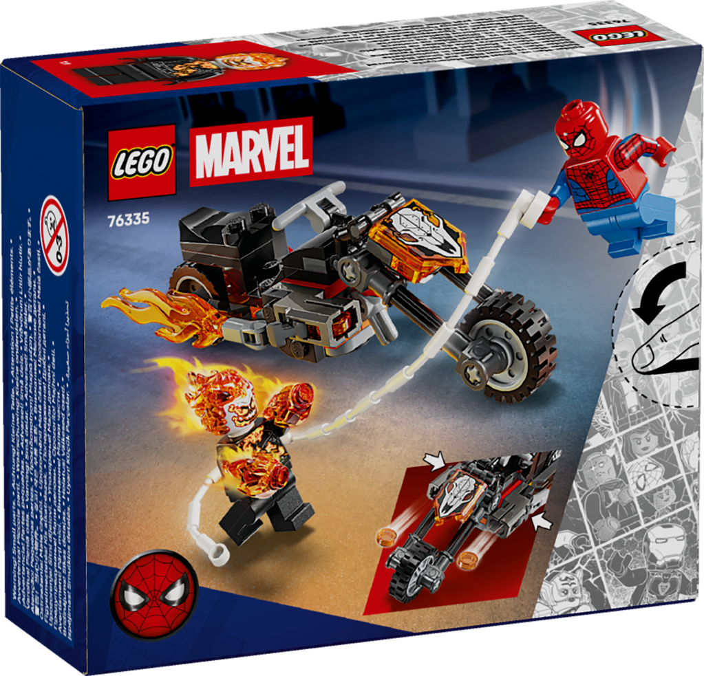 boîte LEGO ǀ Marvel 76335 Spider-Man et sa Moto contre Ghost Rider