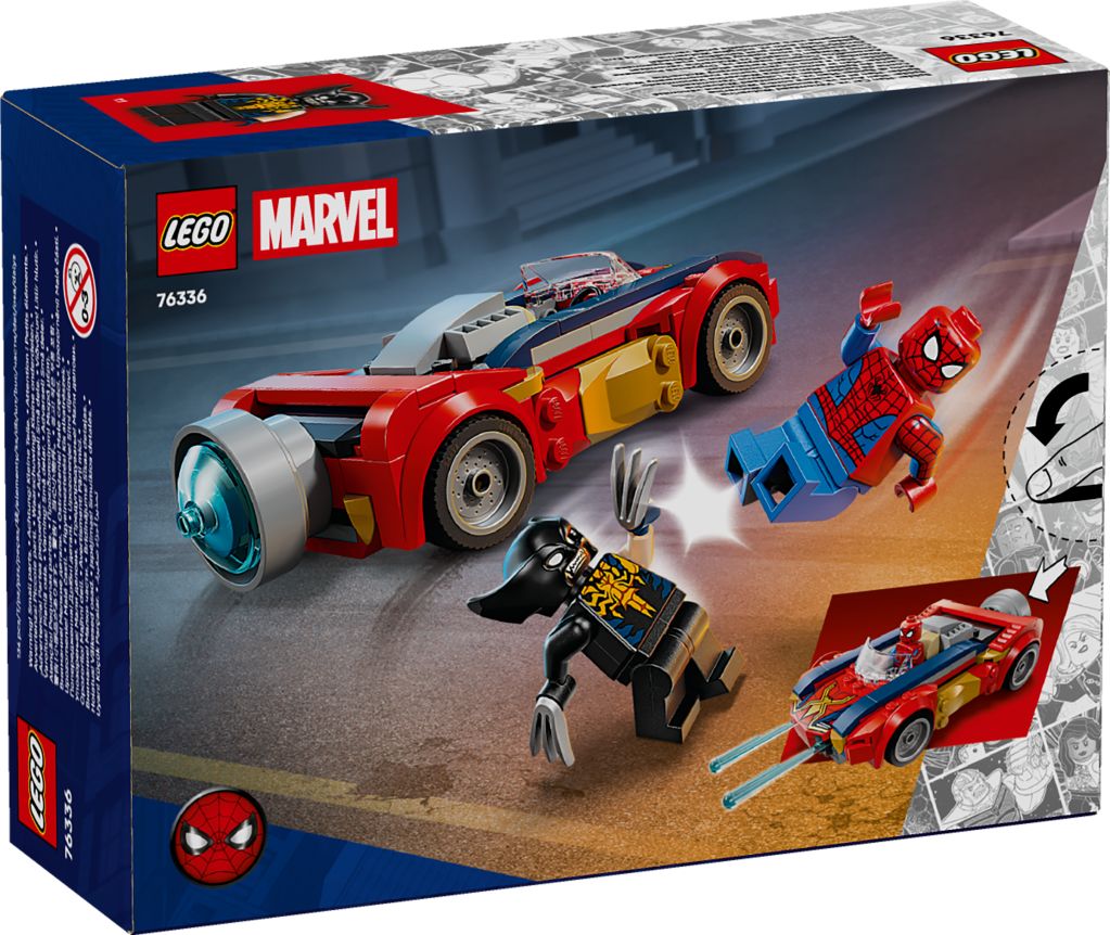 boîte LEGO ǀ Marvel 76336 Spider-Man et sa Voiture contre Wolverine Vénomisé