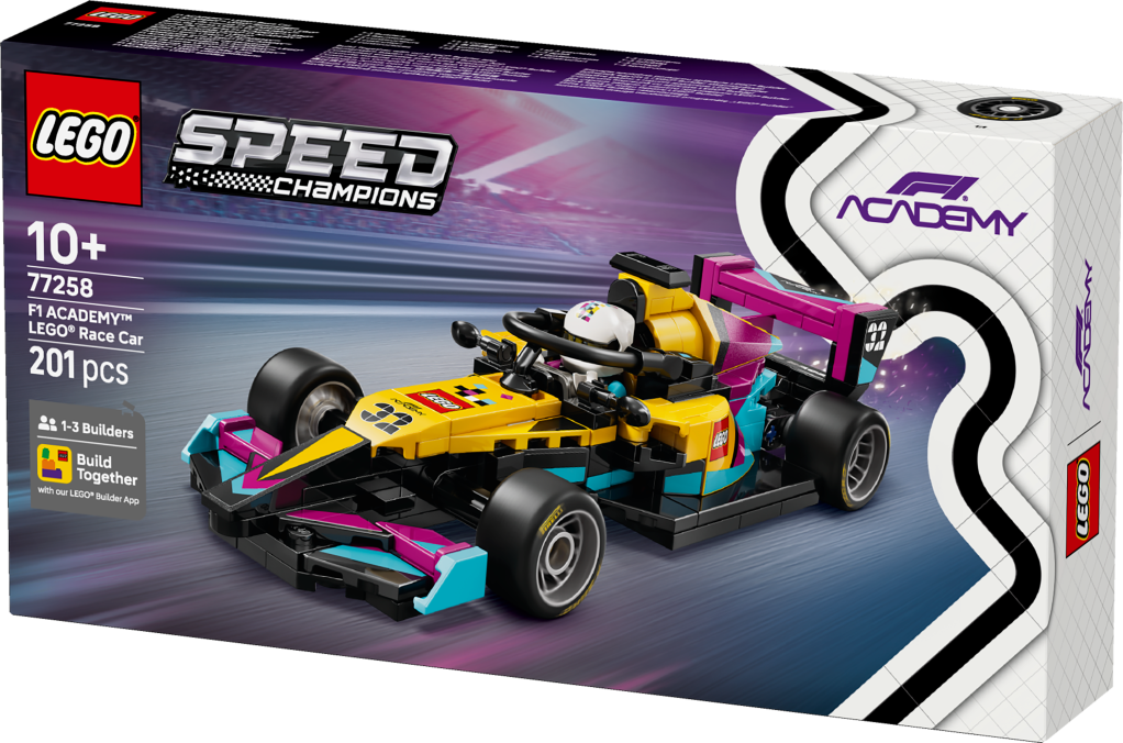 boîte LEGO Speed Champions 77258 Voiture de Course F1 ACADEMY LEGO